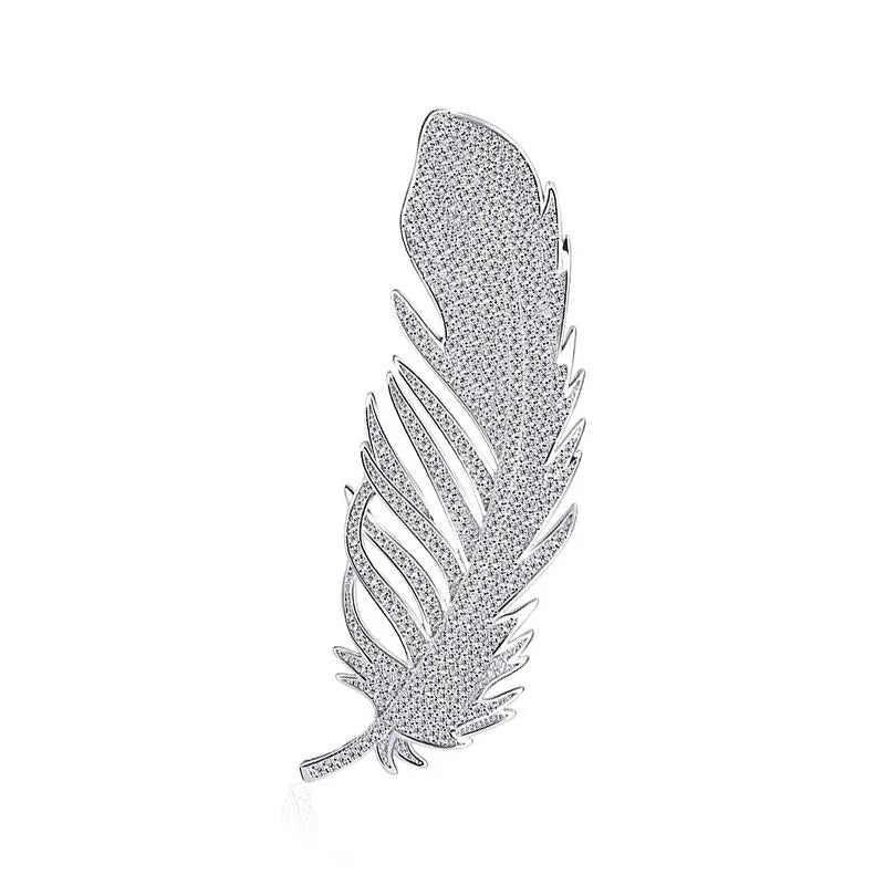 Deluxe Feather Crystal Brooches For Women Girls Fashion Rhinestone Banquet Party Brooch Pin Jewelry Accessories