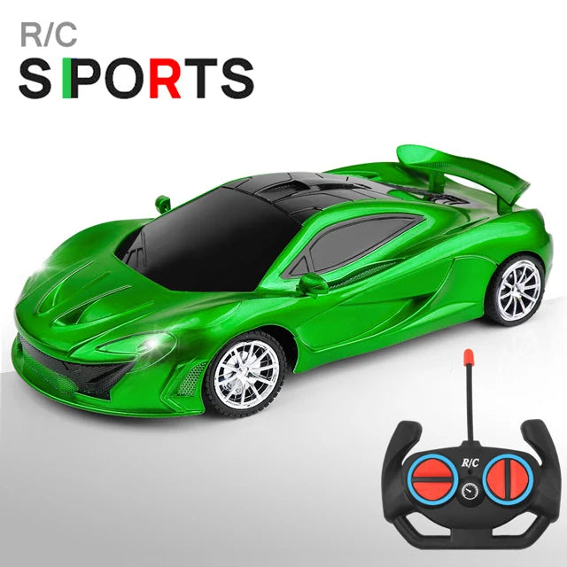 RC Racing Car with LED Lights 2.4G Radio Remote Control 1/18 Scale Sports Cars For Children Racing Drive Vehicle Drift Boys Girls Toys
