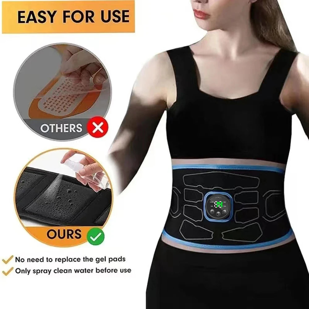Wireless Electric Abdominal Muscle Stimulation EMS Toning Belt Muscle Toner Portable Fitness Massager Waist Trainer for Body Slimming and Shaping