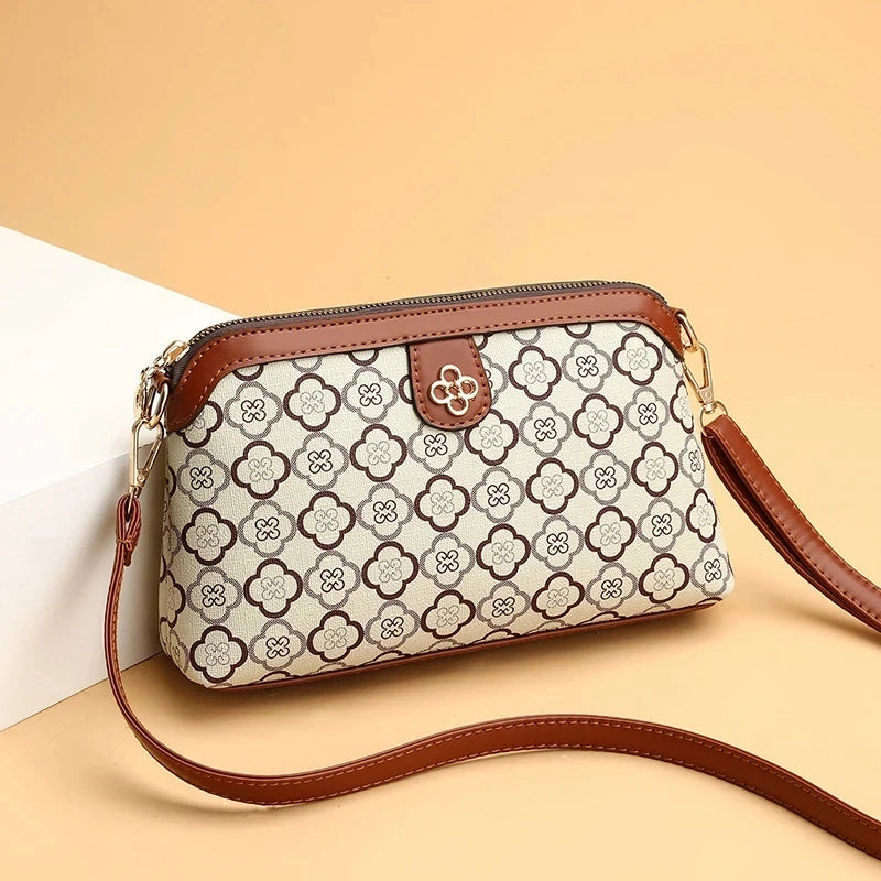Elegant Geometric Design High Quality Leather Women's Compact Shoulder Handbags Purses Luxury Lady Messenger Bag Satchels