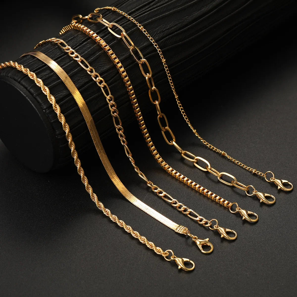 6pcs Boho Retro Thick Twist Cuban Chain Bracelets Set Multi Layer Silver Gold Color for Women Fashion Trendy Quality Jewelry Accessories