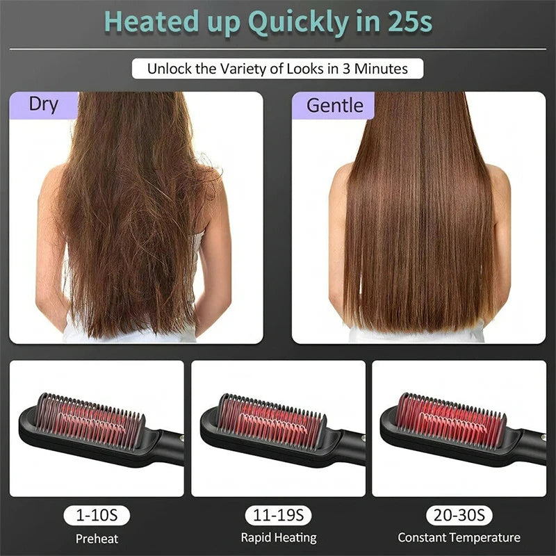 Professional Quick Heat Electric Multifunctional Hair Straightener Comb Hairstyle Brush Personal Care Accessory