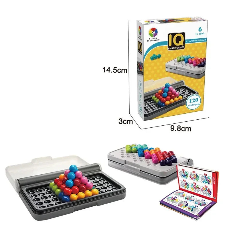 3D IQ Puzzles Brain Teaser 120 Challenges Board Game Classic Pyramid Plate Pearl Logical Mind for Kids Children Teens Adults Montessori Beads Toys Gifts