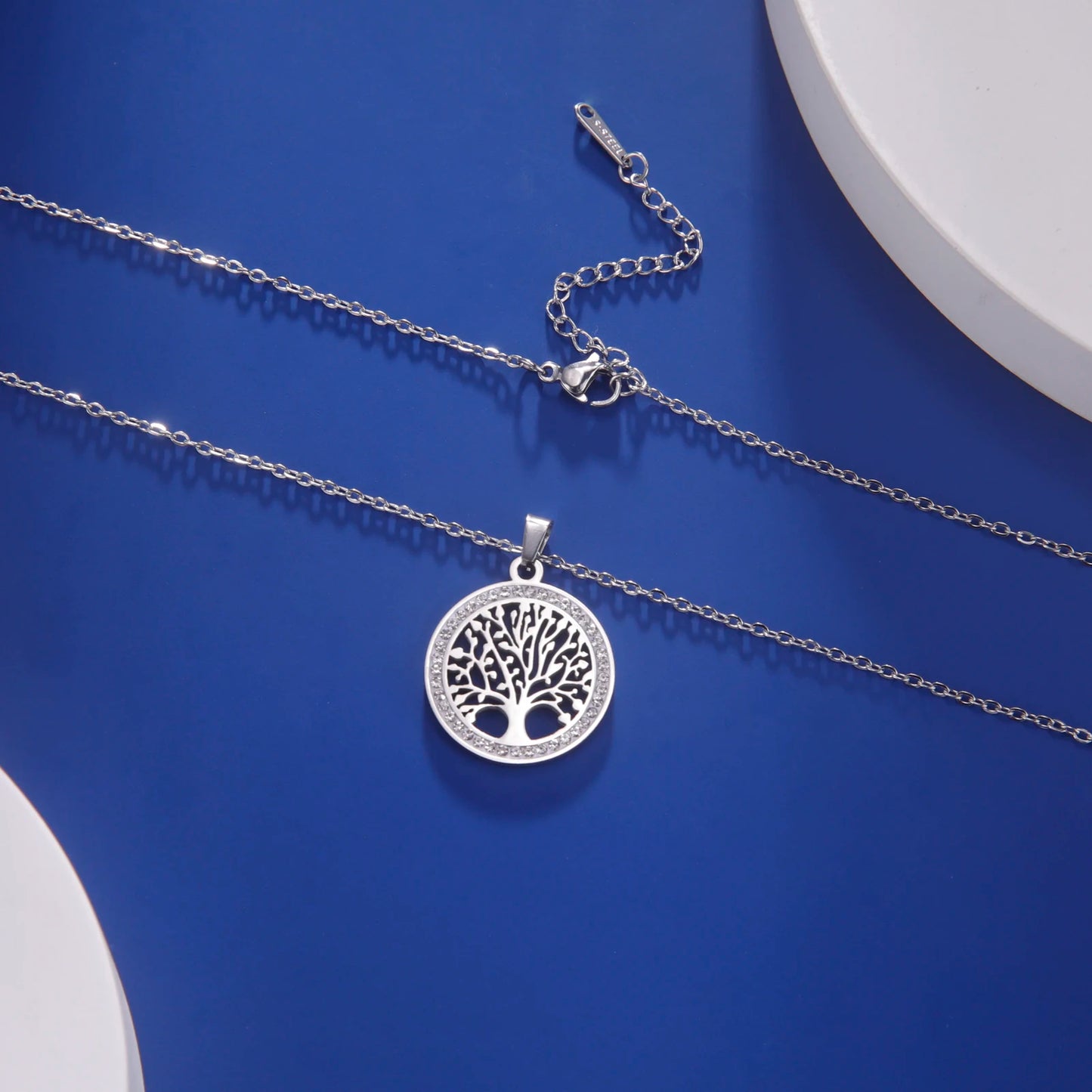 Tree of Life Pendant Stainless Steel Necklaces for Women Girls Gold Silver Color Zircon Luxury Chain