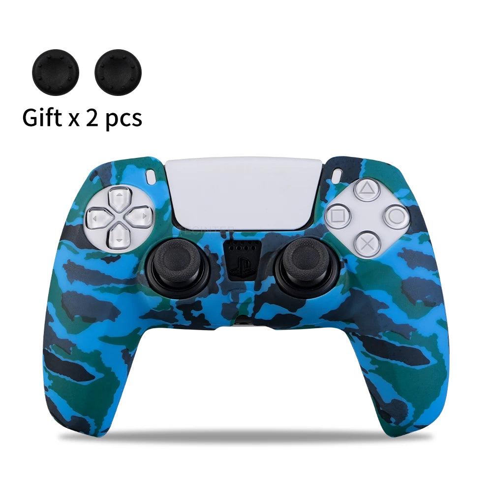 Anti-slip Silicone Protective Cover Skins Compatible with Sony Playstation 5 Controller Slim Gamepad PS5 Case Thumb Grips Accessories