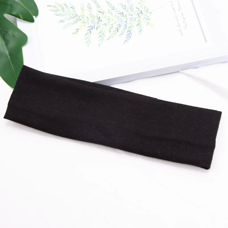Elastic Cotton Headbands Hair Bands for Women and Men Solid Colors Running Fitness Yoga Stretch Hair Accessories