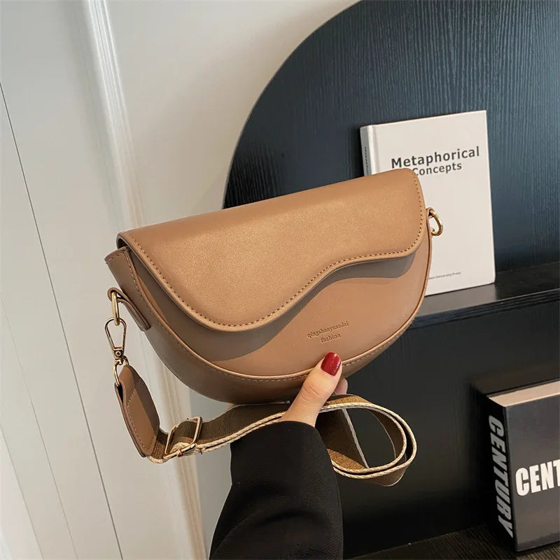 Elegant Women's Saddle Pillow Style Crossbody Leather Handbag Purse Small Shoulder Messenger Bag