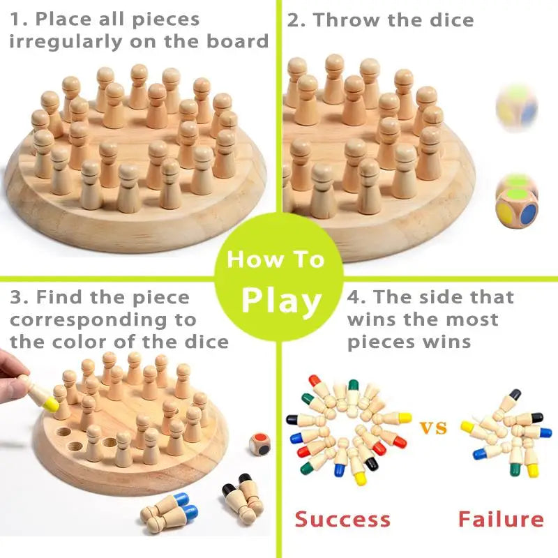 Wood Memory Match Stick Board Game for Boys and Girls Logic Brain Tease Toys Early Education Montessori Color Recognition