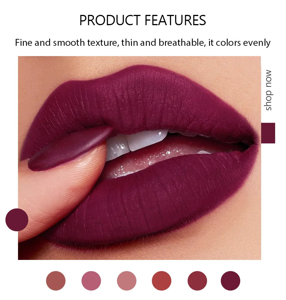 Gorgeous Matte Velvet Finish Lipstick, Non-Fading, Non-Stick Cup Long-Lasting, Smooth Matte Lip Color Waterproof Smudge-proof