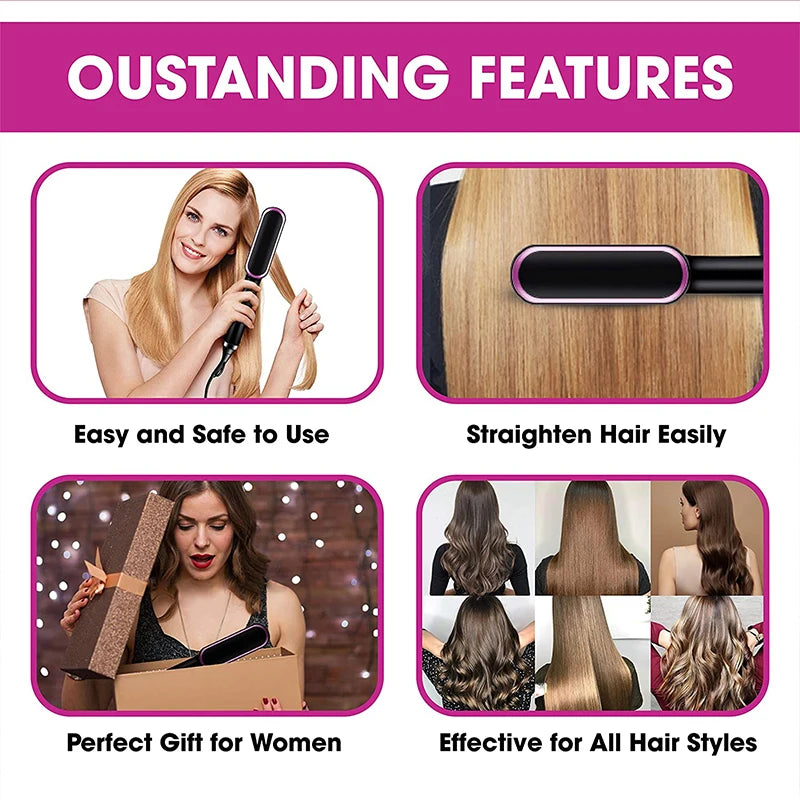 Professional Quick Heat Electric Multifunctional Hair Straightener Comb Hairstyle Brush Personal Care Accessory