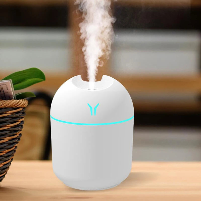 Ultrasonic USB Mini Air Humidifier Aroma Essential Oil Diffuser for Home Car 250ML Mist Maker Diffuser with LED Color Lamp
