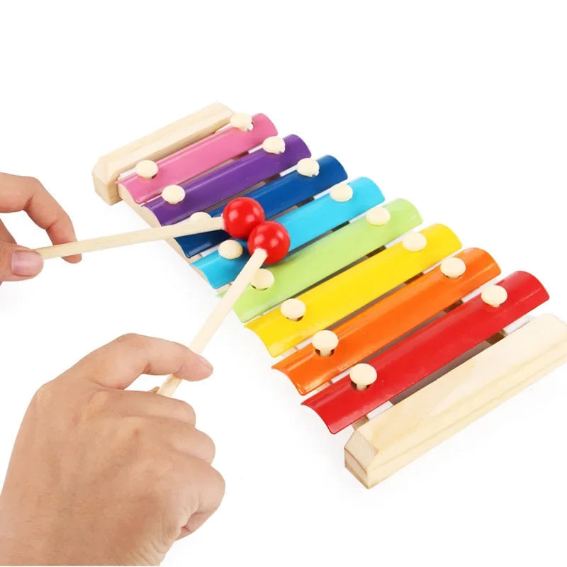 8 Tones Multicolor Wooden Xylophone Musical Instrument Toys For Baby Kids Wood Toy Accessories