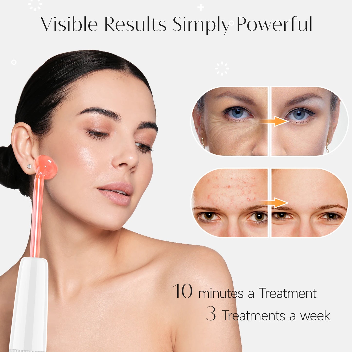High Frequency Electrode Acne Spot Wrinkles Remover Wand Massager Machine Neon Electrotherapy Glass Tube Beauty Facial Care