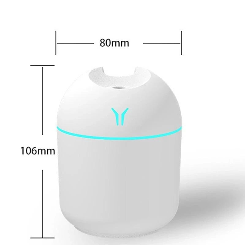 Ultrasonic USB Mini Air Humidifier Aroma Essential Oil Diffuser for Home Car 250ML Mist Maker Diffuser with LED Color Lamp