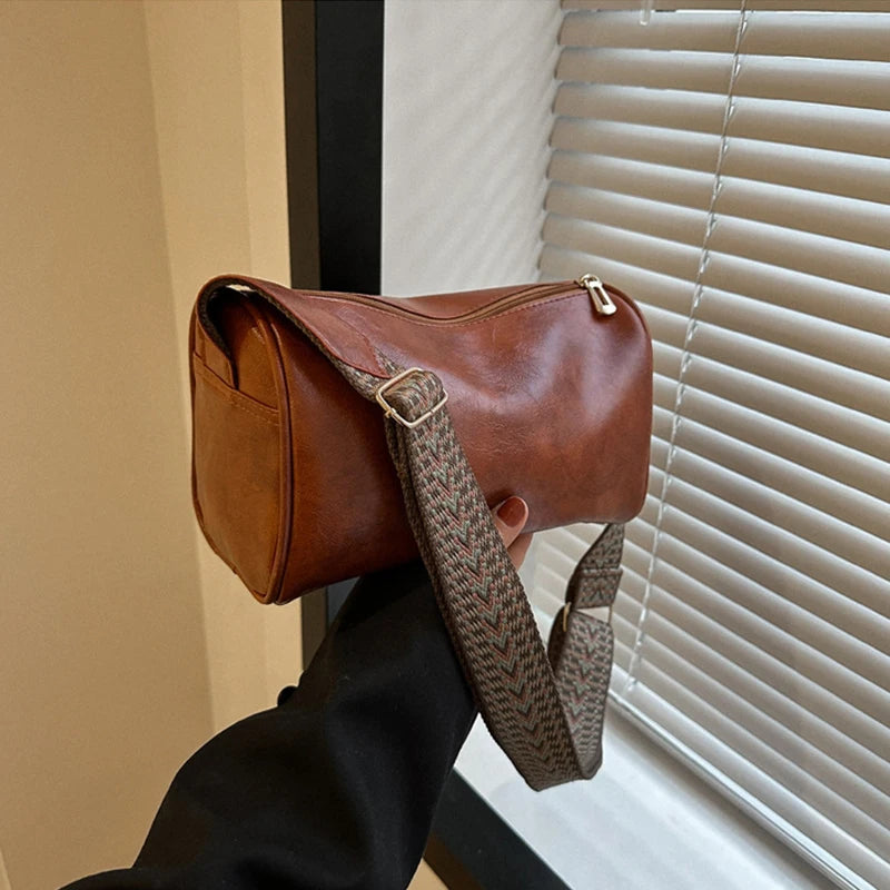 Fashion Vintage Travel Leather Pillow Style Purses Handbags for Women Small Crossbody Female Boston Casual Shoulder Bag