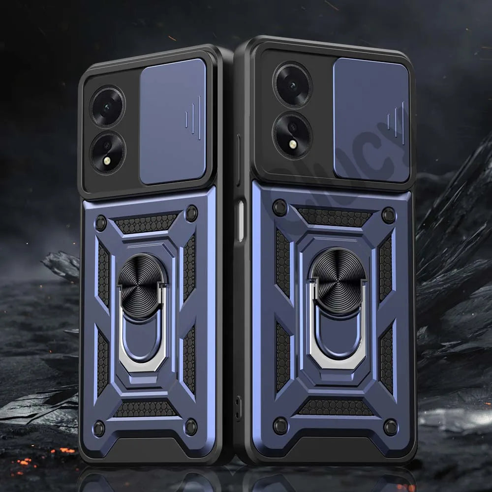 Durable Shockproof Phone Case for OPPO A98 A78 A74 A54 A38 A18 Camera Protection Magnetic Ring Holder Back Cover
