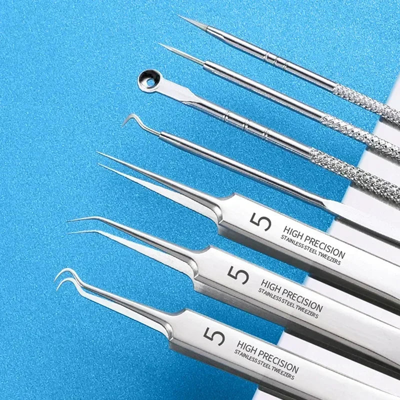 Acne Blackhead Remover Tools for Pimples Blackheads German Ultra Fine No. 5  Special Clip Tweezers Beauty Face Health Salon