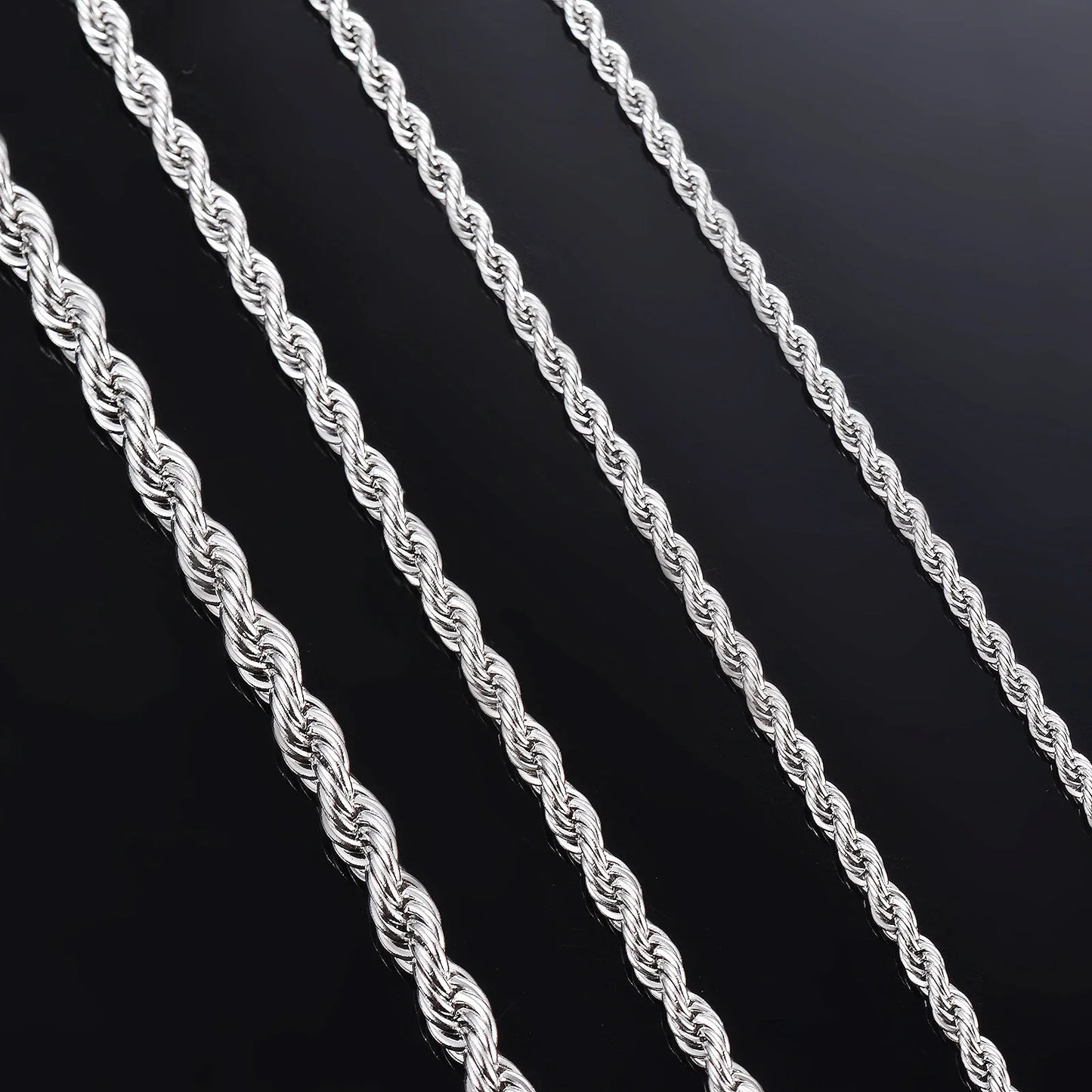 High Quality 925 Sterling Silver Rope Chain Necklace for Men Women Fashion Chain Necklace 2mm/3mm/4mm Width