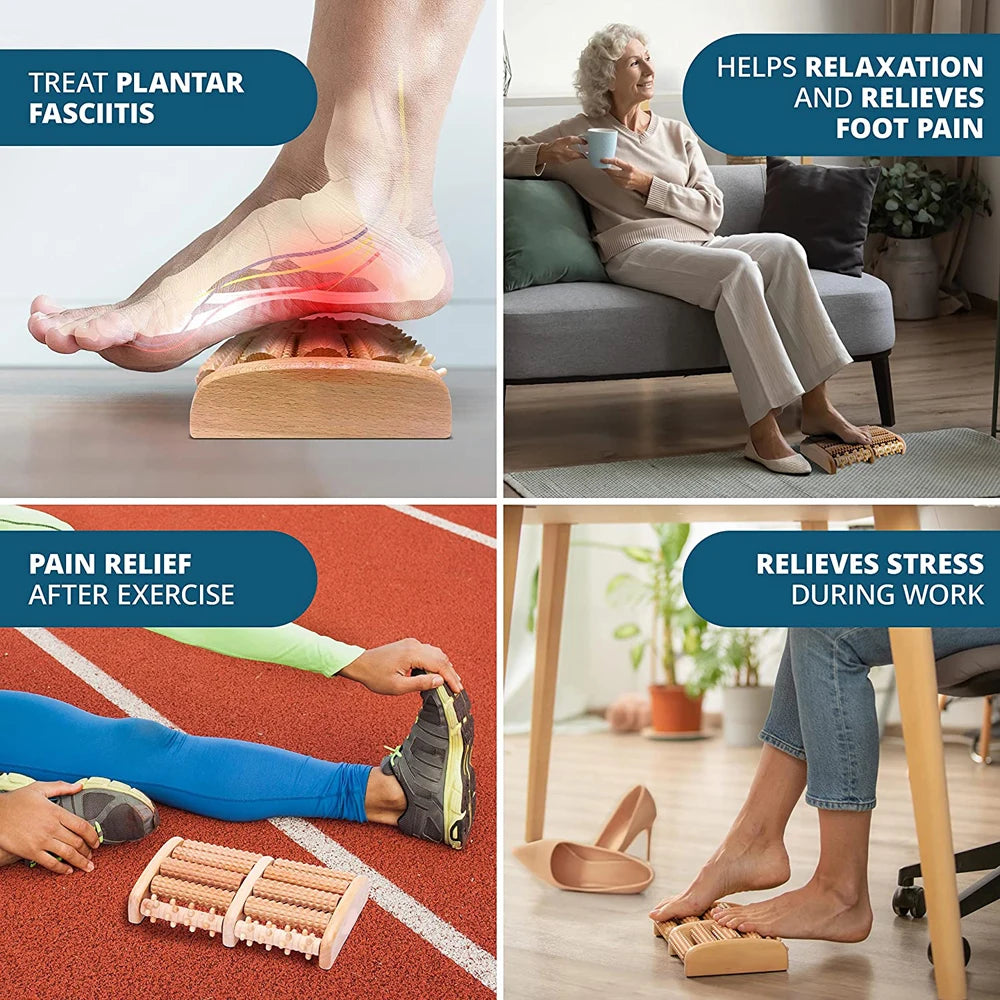 High Quality Natural Wood Foot Massager Roller for Plantar Fasciitis Relief, Neuropathy & Boosts Circulation, Heel Spur & Arch Pain Relaxation