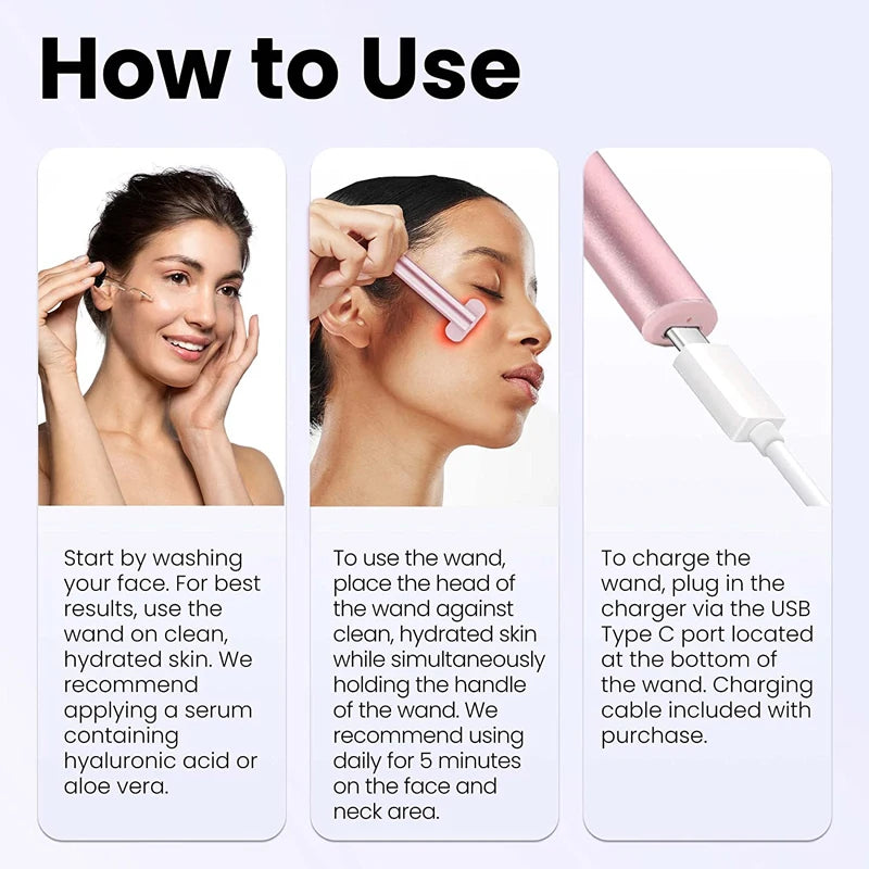 Red Light EMS Microcurrent Face Lifting Facial Eye Neck Wand Massager Skin Tightening Anti Wrinkle Skin Care Beauty Tool