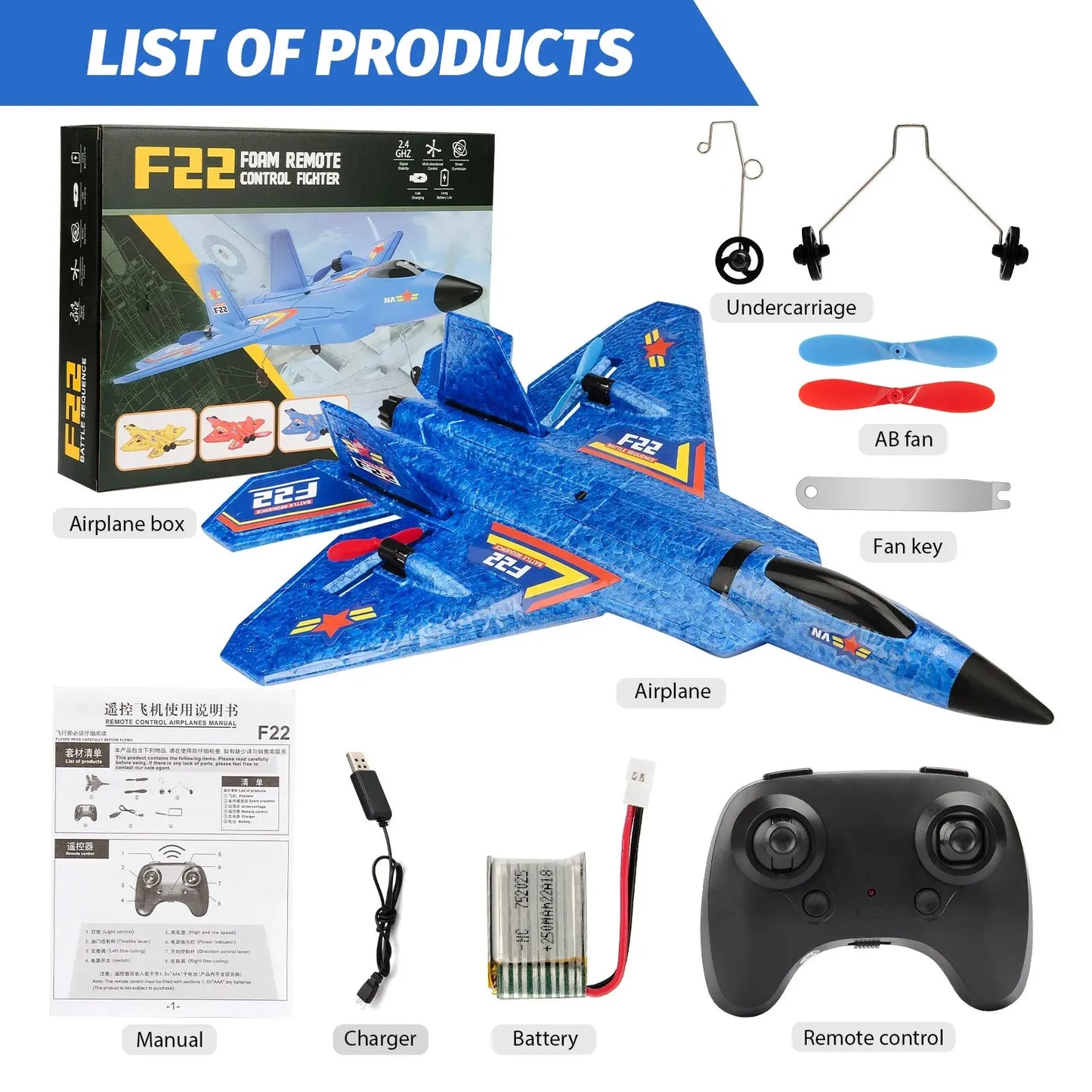 Thrilling F22 Raptor RC Airplane 2.4G 2CH Remote Control Flying Fighter Plane Glider with LED Lights EPP Foam Airplane Toys For Kids Adults