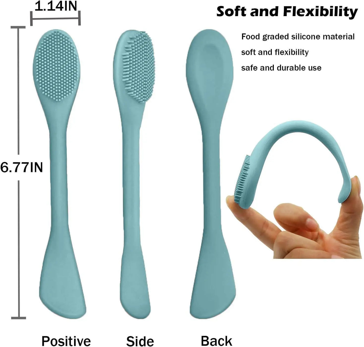 2 in 1 Silicone Facial Cleansing Brush, Face Mask Applicator Brush & Face Scrubber for Exfoliating, Massaging, Removing Blackheads and Makeup