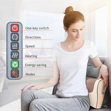 Infrared Heating Electric Back Neck Shoulder Massager Pillow Deep Tissue Kneading For Waist Legs Shoulders and Neck