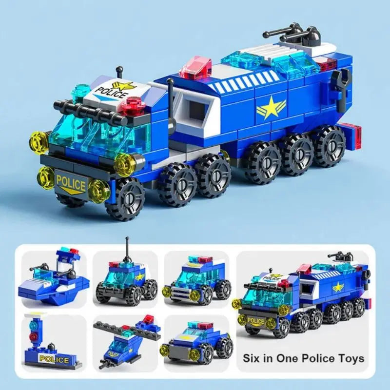 Building Blocks Engineering Fire Truck Military Tank Helicopter Model Puzzles Assembly Children's Micro Particle Toys
