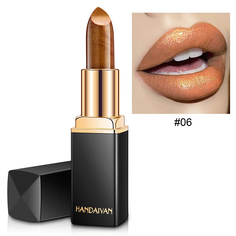Beautiful Shiny Pearl Moisturizing Lipstick Black Tube Gold Rich Color Long Lasting Many Colors to Choose From