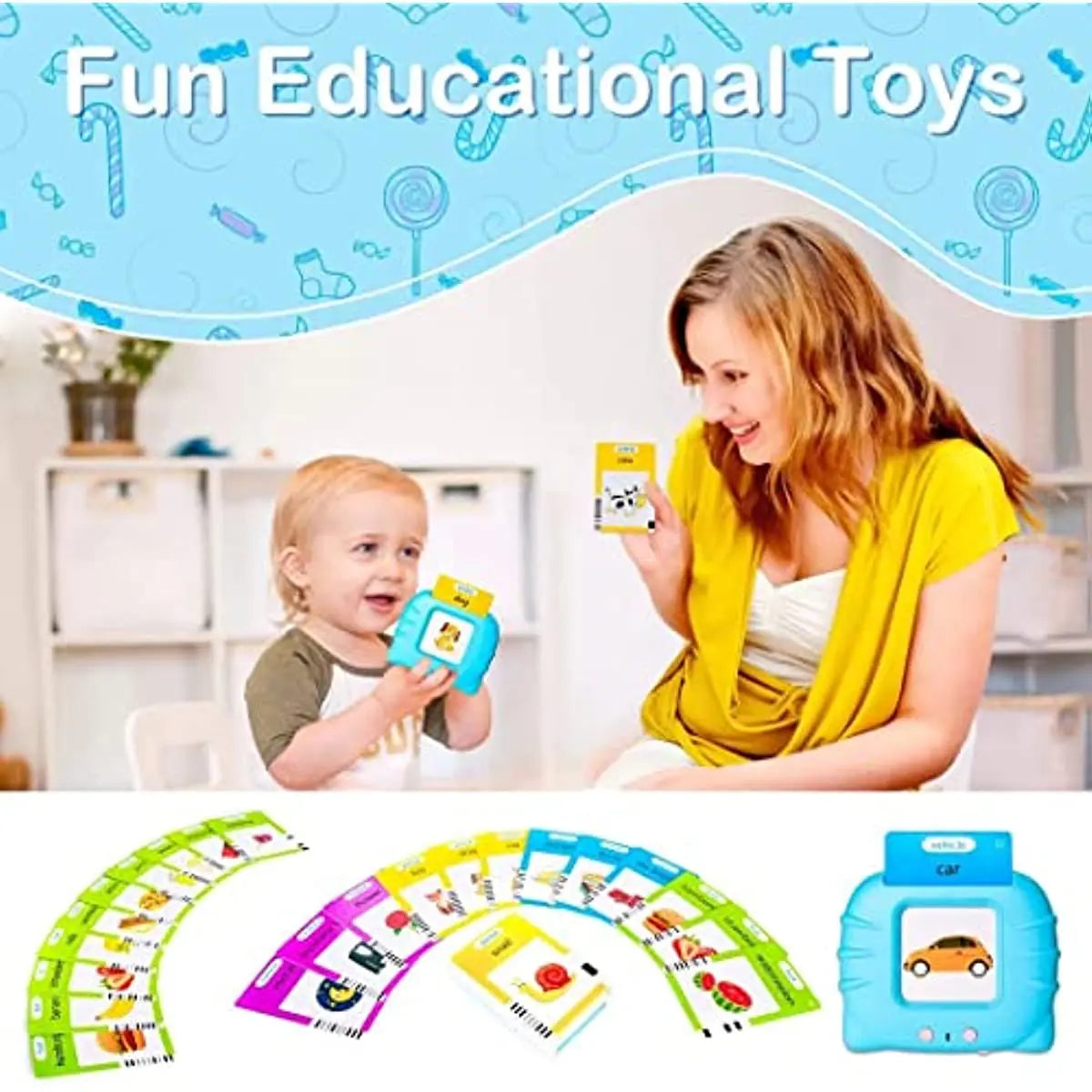 Interactive Talking Flash Cards Early Educational Toys for Boys Girls Preschool Learning Reading Machine