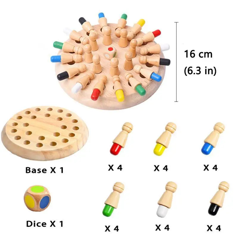 Wood Memory Match Stick Board Game for Boys and Girls Logic Brain Tease Toys Early Education Montessori Color Recognition