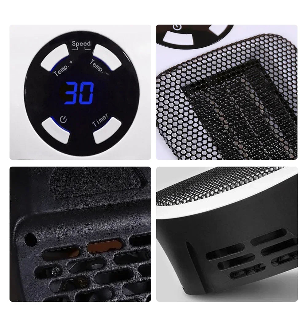 Portable Mini Electric Heater Multi Plug In Wall Room Heater Small Radiator with Remote Warmer Machine 500W