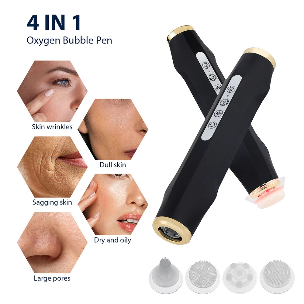 Portable Anti-aging CO2 Oxygen Bubble Pen Rechargeable Facial Cleaning Device Balance Serum Input Pen Skin Care Tool