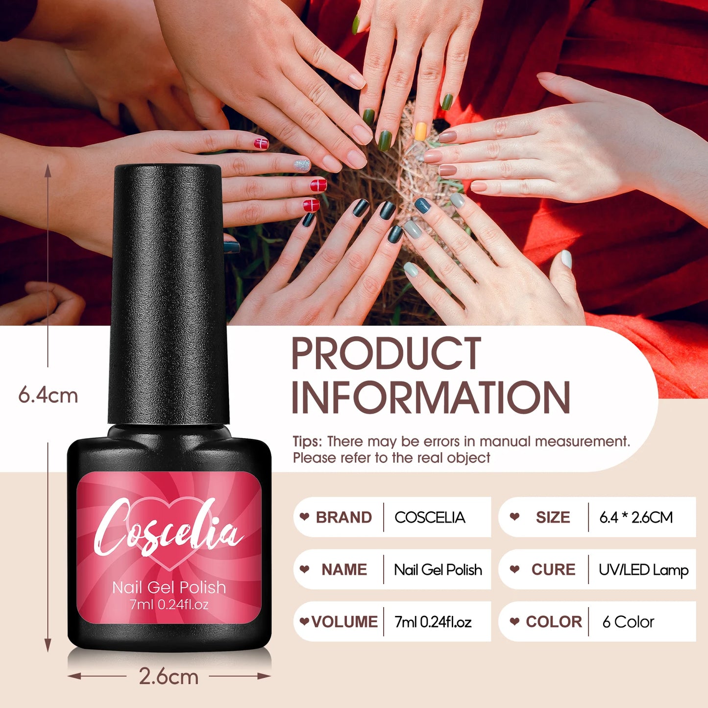 Bright Gel Nail Polish 6pcs Set Semi Permanent Soak Off UV Gel Varnish Nail Art Beauty Set