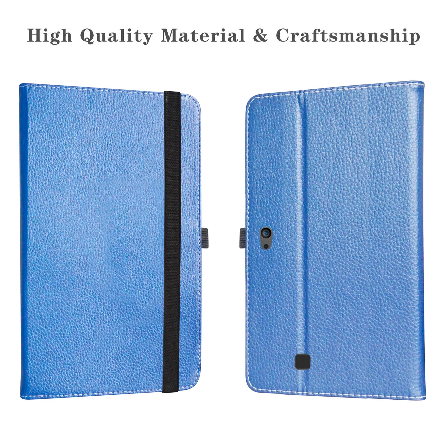 Deluxe Leather Folio Case with Elastic Closure for Dell Latitude 5285 12.3" Tablet Folding Stand Protective Cover