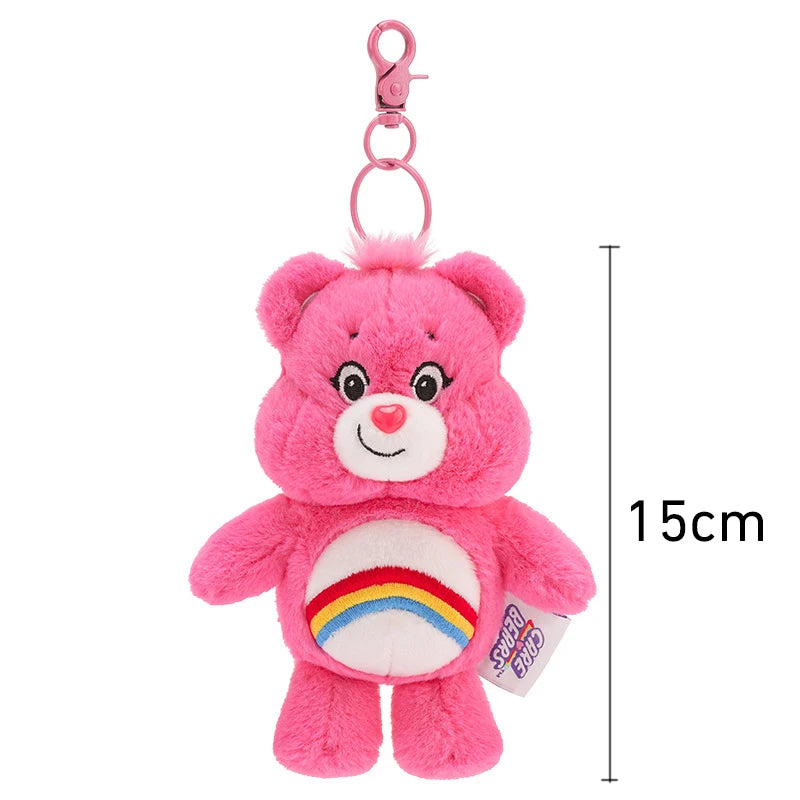 Plush Care Bears Rainbow Keychain Backpack School Bag Pendants Anime Toy Bear Keyring Bag Pendant with Sound Kawaii Sanrio Dolls Great Gifts