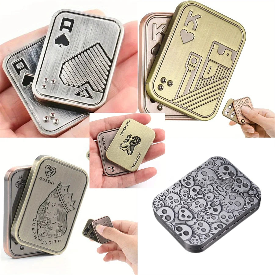 Metal Card Fidget Slider Toys Poker Push Card Fidget Stress Relief Haptic Coin Office Desk Toys Gifts