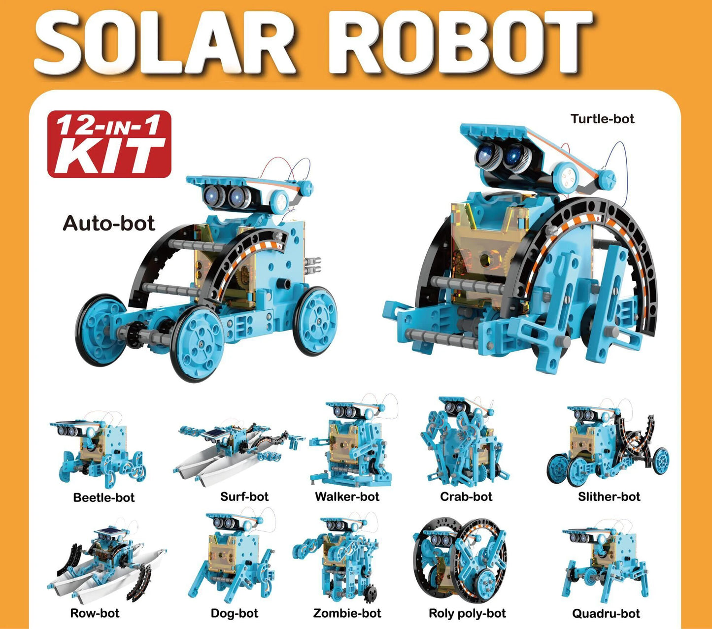 12 in 1 Science Experiment Solar Powered Robot Toy DIY Building Learning Tool Education Robots Technological Gadgets Kit for Kids