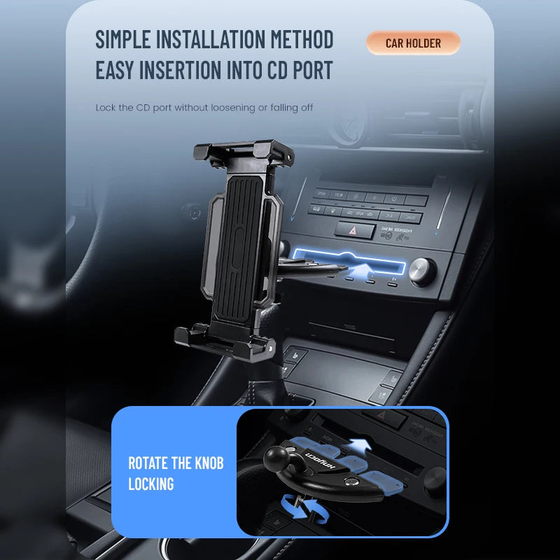 Convenient Universal 4-13 Inch Tablet Phone Car Stand Holder for Apple iPad Pro Mini iPhone Samsung and other Brands Car CD Slot Bracket