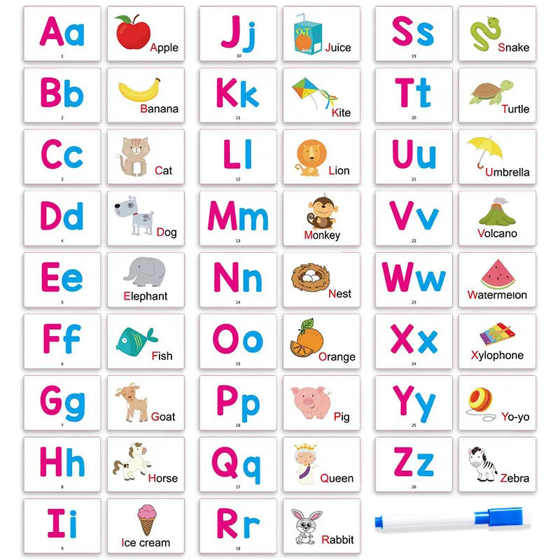 Scholastic Early Learners 27 First Words Flashcards Alphabet ABC Animal Cards with 1 Pen Educational Children Kids Toys