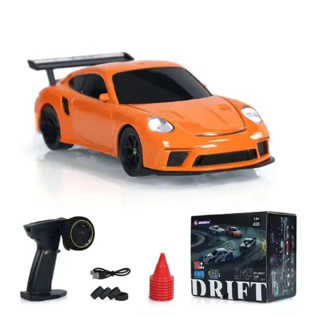 High Speed Mini Drift RC 4WD Remote Control Car Four Wheel Drive 2.4G Radio Controlled 1/43 Scale Porsche BMW Nissan GTR Mustang Racing Model  Boy Toy Gift