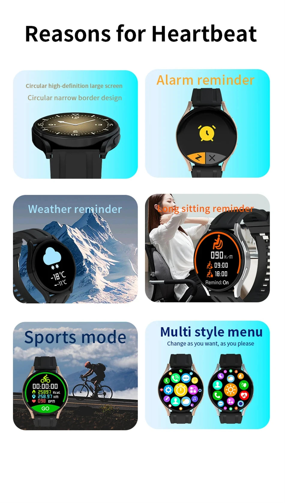 Men's and Women's Watch6 Classic Smartwatch 1.32-inch HD Screen Bluetooth Call Heart Rate Fitness Sports Smart Wrist Watch