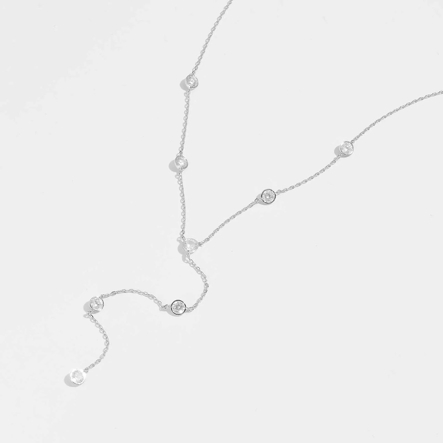 Exquisite Crystal 925 Sterling Silver Y Chain Tassel Pendant Necklace for Women Lovely Choker Charm Luxury Jewelry Accessories