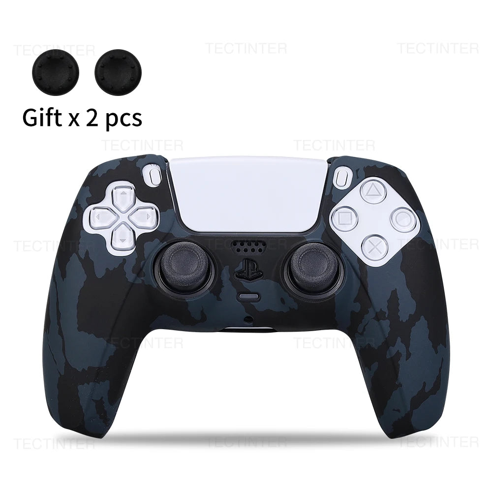 Anti-slip Silicone Protective Cover Skins Compatible with Sony Playstation 5 Controller Slim Gamepad PS5 Case Thumb Grips Accessories