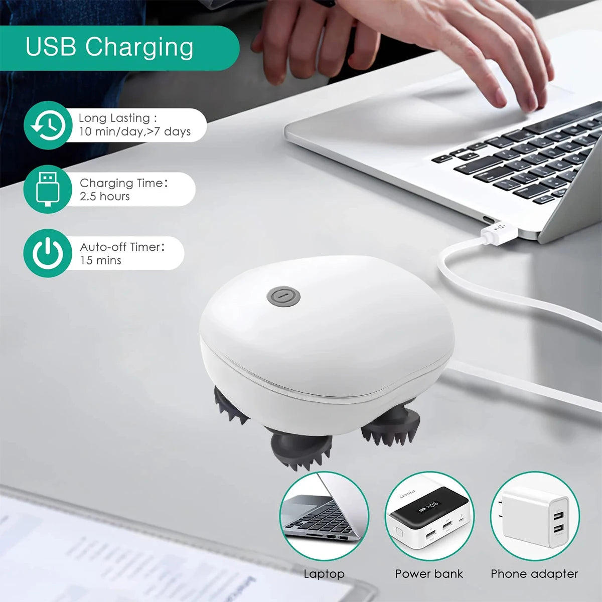 Electric Red Light Scalp Head and Body Massager with Adjustable Speed Hair Care Soft Silicone for Deep Kneading of the Head and Body