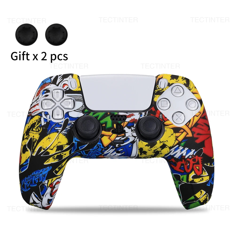 Anti-slip Silicone Protective Cover Skins Compatible with Sony Playstation 5 Controller Slim Gamepad PS5 Case Thumb Grips Accessories