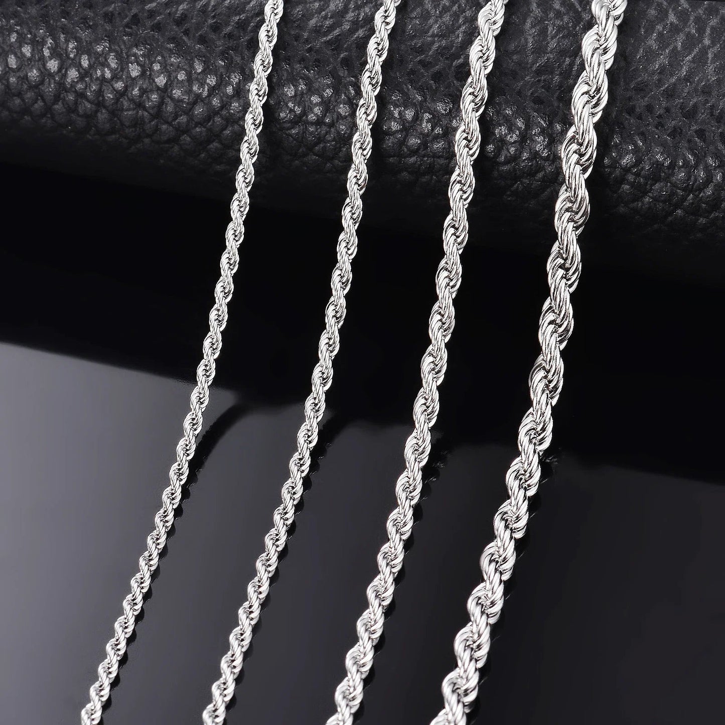 High Quality 925 Sterling Silver Rope Chain Necklace for Men Women Fashion Chain Necklace 2mm/3mm/4mm Width