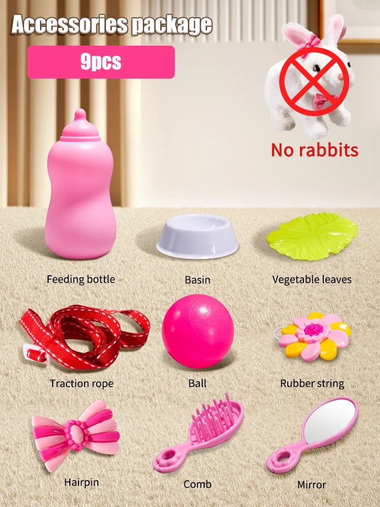 Plush Cute Electronic Pet Rabbit With Sound Animal DIY Change Clothes Game Walking Moving Pet Toys for Kids Children