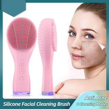 Electric Silicone Sonic Vibration Waterproof Facial Cleansing Brush Acne Blackhead Remover Pore Cleaner Skin Care Tool