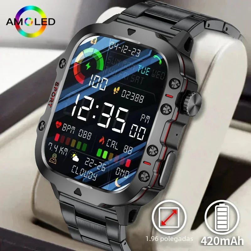 Outdoor Sports Smart Watch IP68 3ATM Waterproof Fitness Tracker Health Monitor 1.96" Bluetooth Call Digital Watch